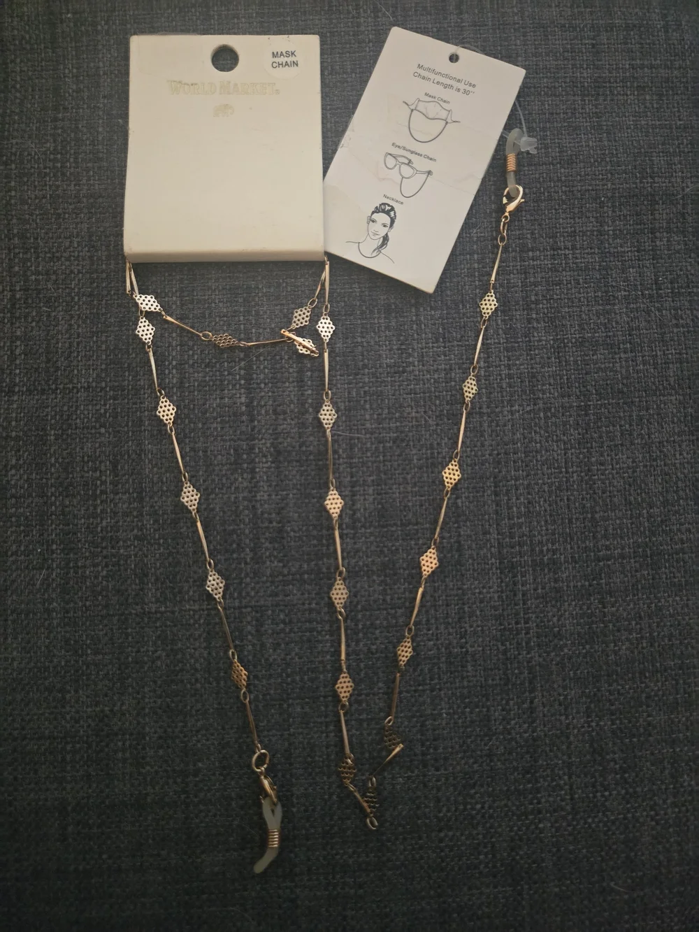 World Market Gold-Tone Decorative Mask & Eyewear Chain